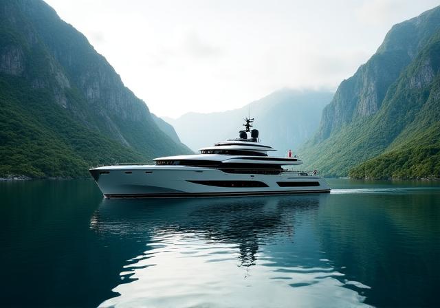 Luxury yacht in secluded waters